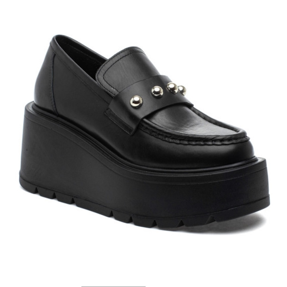 NWT J/SLIDES VICKY Black Leather Platform - Picture 2 of 16